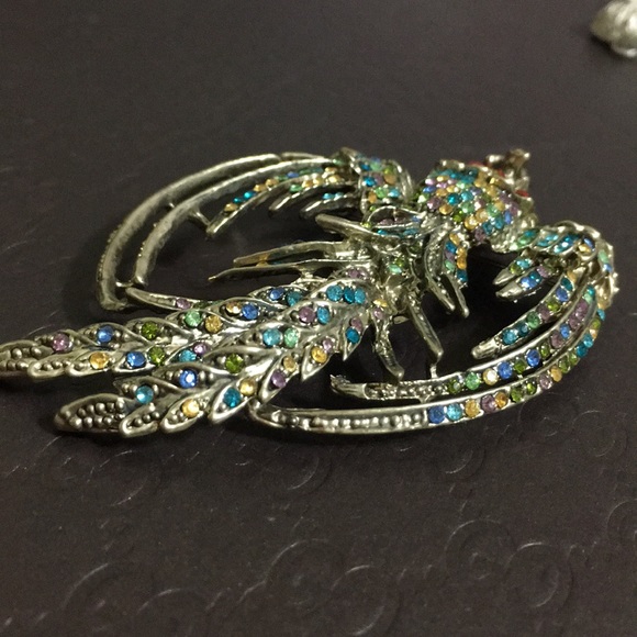 🖤VTG💕Multicolor stone Phoenix 🐦‍🔥 brooch - Picture 8 of 12